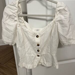 Aritizia Wilfred Ivory Button-Up Blouse